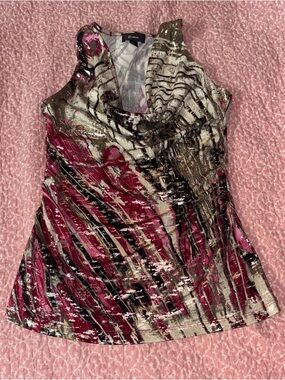 Bwear Pink Black gold Abstract Cowl-Neck Sleeveless Top